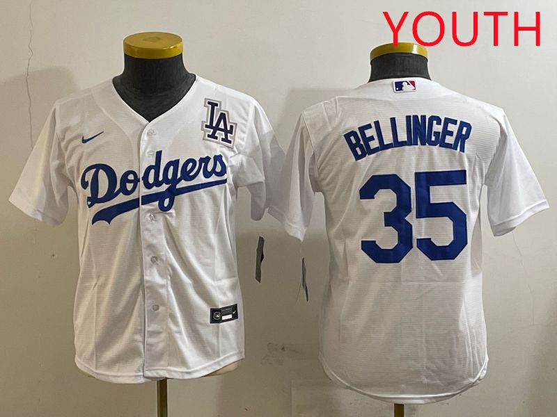 Youth Los Angeles Dodgers 35 Bellinger White Game 2025 Nike MLB Jersey style 9